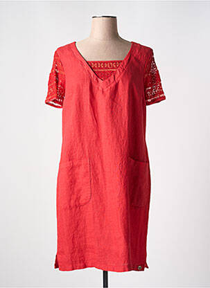 Robe courte fermeture zippée au dos manches courtes rouge LE BOUDOIR D'EDOUARD femme