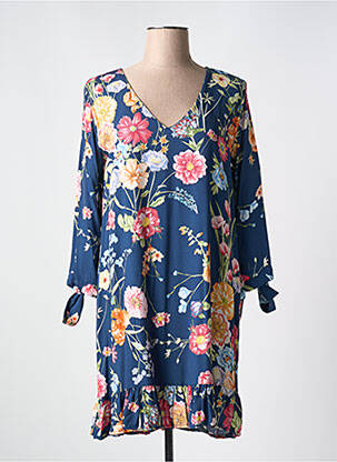 Robe courte manches 3/4 manches 3/4 bleu LE BOUDOIR D'EDOUARD femme