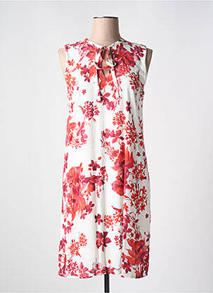 Robe mi-longue imprimé fleurs sans manche rouge LE BOUDOIR D'EDOUARD femme