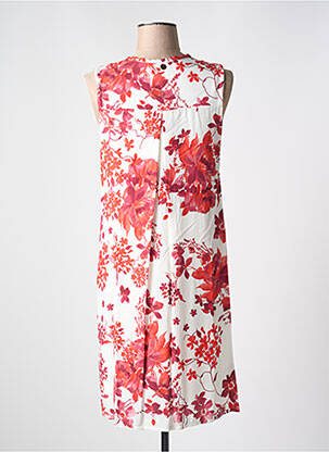 Robe mi-longue imprimé fleurs sans manche rouge LE BOUDOIR D'EDOUARD femme
