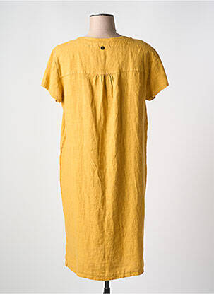 Robe mi-longue tissage crêpe manches courtes jaune LE BOUDOIR D'EDOUARD femme