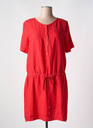 Robe mi-longue tissage crêpe manches courtes rouge LE BOUDOIR D'EDOUARD femme