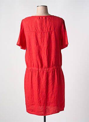 Robe mi-longue tissage crêpe manches courtes rouge LE BOUDOIR D'EDOUARD femme