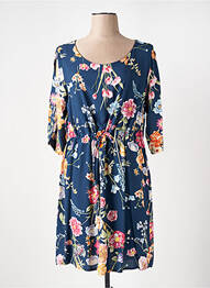 Robe mi-longue imprimé fleurs manches 3/4 bleu LE BOUDOIR D'EDOUARD femme