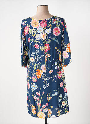 Robe mi-longue imprimé fleurs manches 3/4 bleu LE BOUDOIR D'EDOUARD femme