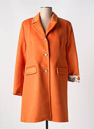 Manteau long coupe cintrée sans capuche orange LESLIE femme