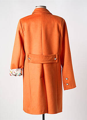 Manteau long coupe cintrée sans capuche orange LESLIE femme