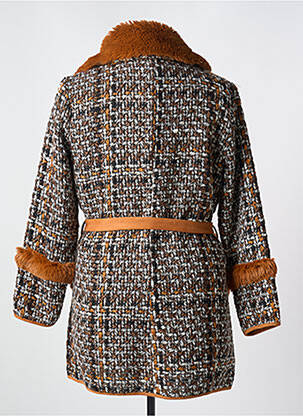 Manteau long coupe cintrée sans capuche marron LESLIE femme