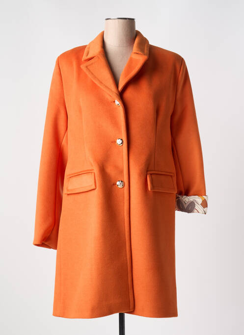 Manteau long coupe cintrée sans capuche orange LESLIE femme