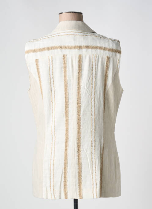 Gilet sans manche imprimé rayures beige GREGORY PAT femme