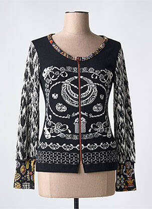 Gilet manches longues col rond noir LESLIE femme
