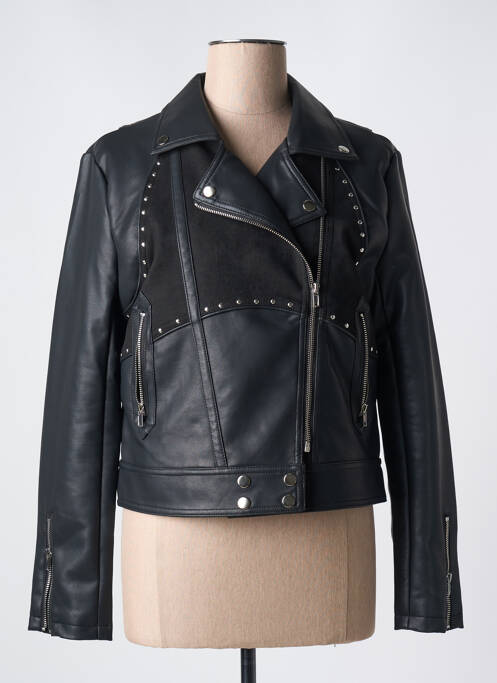 Veste simili cuir noir LESLIE pour femme