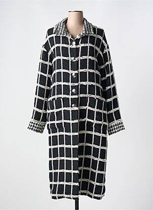 Manteau long coupe droite sans capuche noir CAROLINE BISS femme