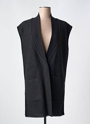 Gilet manches courtes coupe droite noir DEVERNOIS femme