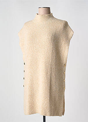 Pull coupe cintrée sans manche beige CAROLINE BISS femme