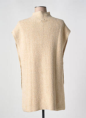 Pull coupe cintrée sans manche beige CAROLINE BISS femme