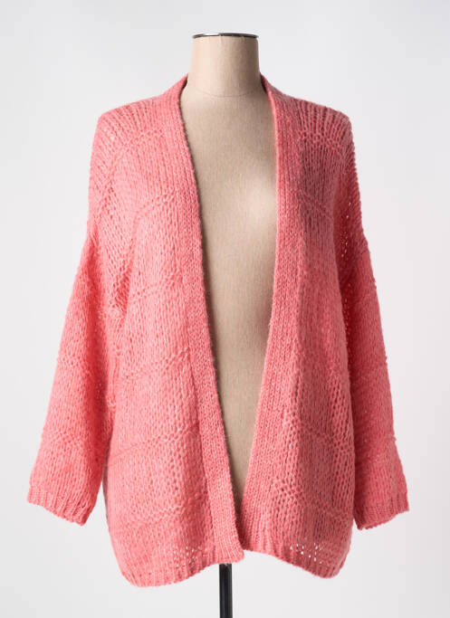 Gilet manches longues manches longues rose POUPEE CHIC femme