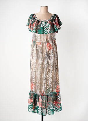 Robe longue manches courtes manches courtes vert GREGORY PAT femme