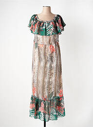 Robe longue manches courtes manches courtes vert GREGORY PAT femme