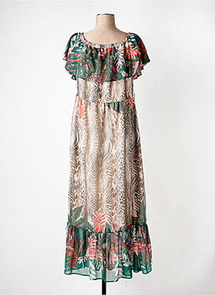 Robe longue manches courtes manches courtes vert GREGORY PAT femme