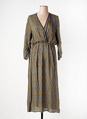 Robe longue imprimé fleurs manches 3/4 vert EVA KAYAN femme