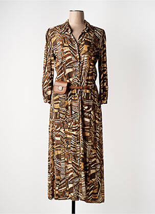Robe longue manches longues manches longues marron CAROLINE BISS femme