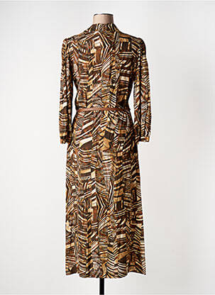 Robe longue manches longues manches longues marron CAROLINE BISS femme