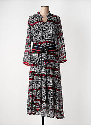 Robe longue manches longues manches longues noir POUPEE CHIC femme