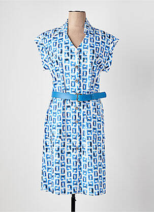 Robe mi-longue manches courtes manches courtes bleu CAROLINE BISS femme