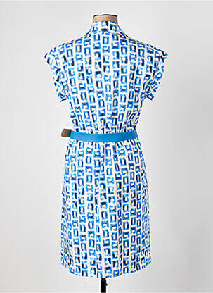 Robe mi-longue manches courtes manches courtes bleu CAROLINE BISS femme