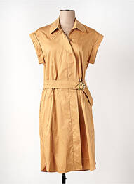 Robe mi-longue manches courtes manches courtes beige CAROLINE BISS femme