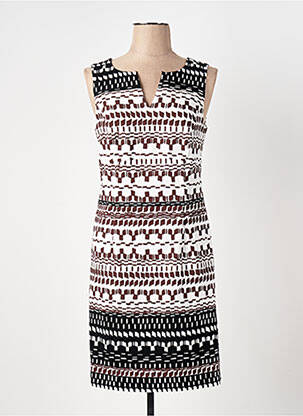 Robe mi-longue imprimé fantaisie sans manche blanc CAROLINE BISS femme