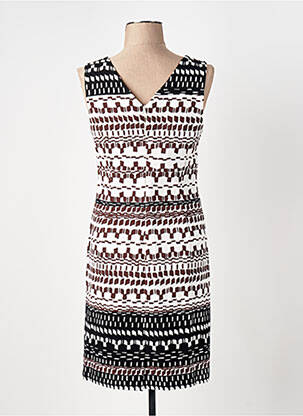 Robe mi-longue imprimé fantaisie sans manche blanc CAROLINE BISS femme