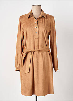 Robe mi-longue manches longues manches longues beige CAROLINE BISS femme