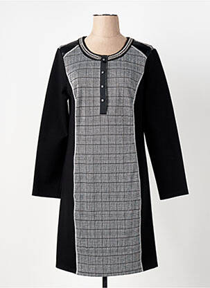 Robe mi-longue manches longues manches longues noir LESLIE femme
