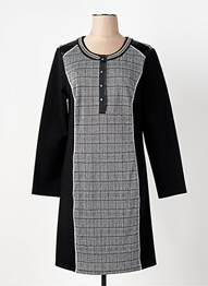 Robe mi-longue manches longues manches longues noir LESLIE femme