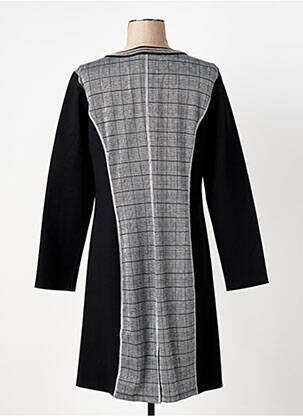 Robe mi-longue manches longues manches longues noir LESLIE femme