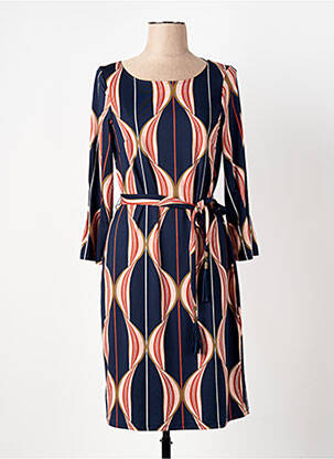 Robe mi-longue manches 3/4 manches 3/4 bleu K-DESIGN femme