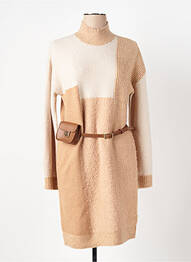 Robe pull stretch manches longues beige CAROLINE BISS femme