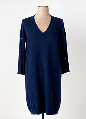 Robe pull col v manches 3/4 bleu DUE AMANTI femme