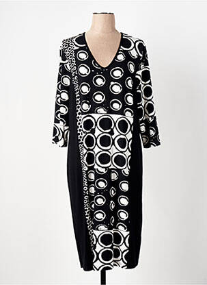 Robe mi-longue manches 3/4 manches 3/4 noir CHALOU femme