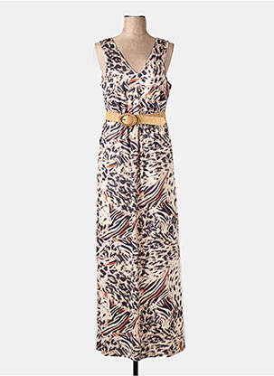 Robe longue sans manche sans manche marron K-DESIGN femme