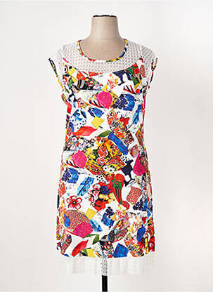 Robe mi-longue imprimé fleurs manches courtes rouge OLIVIER PHILIPS femme