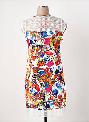 Robe mi-longue imprimé fleurs manches courtes rouge OLIVIER PHILIPS femme