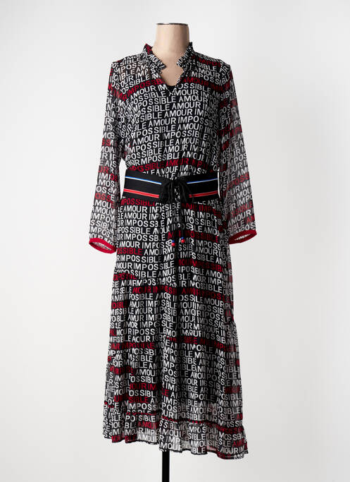 Robe longue manches longues manches longues noir POUPEE CHIC femme
