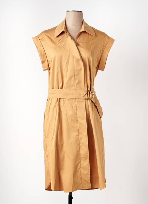 Robe mi-longue manches courtes manches courtes beige CAROLINE BISS femme