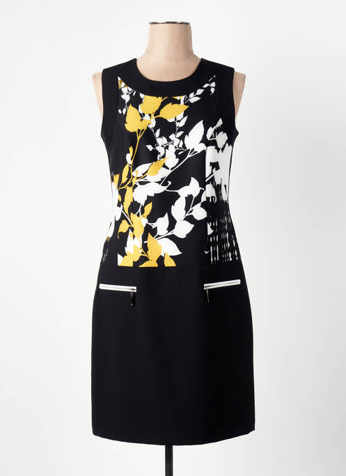 Robe mi-longue imprimé fleurs sans manche noir GREGORY PAT femme