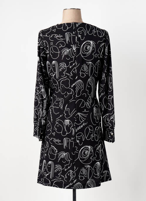 Robe mi-longue imprimé fantaisie manches longues noir CAROLINE BISS femme