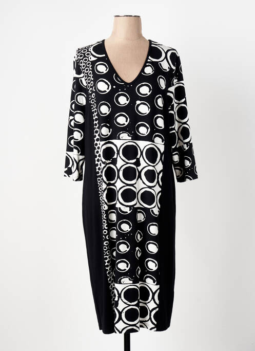 Robe mi-longue manches 3/4 manches 3/4 noir CHALOU femme