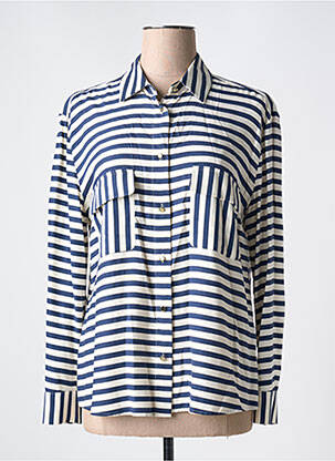 Chemisier coupe droite manches longues bleu DEVERNOIS femme